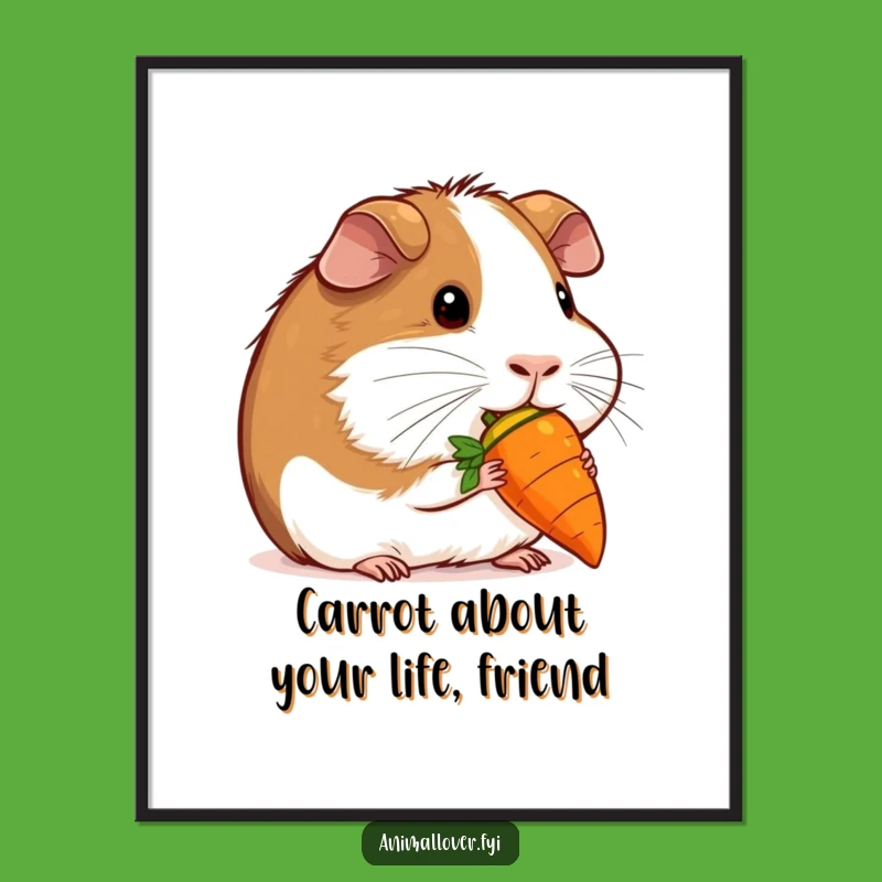 Free Printable Wall Art: Content Guinea Pig Carrot Snack, Cute Downloadable Decor
