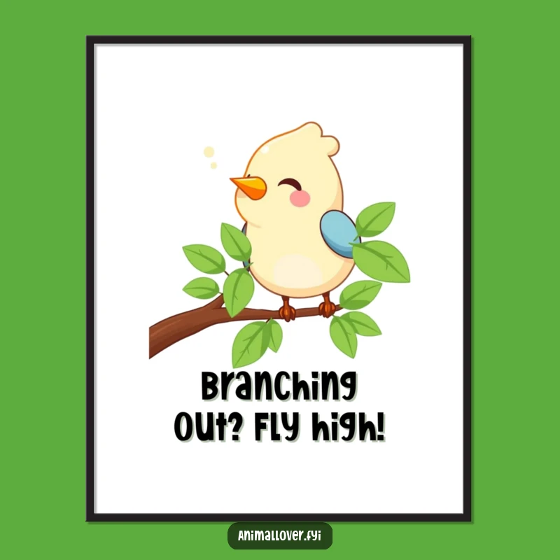 Charming Free Printable Wall Art: Singing Bird on Branch, Downloadable Decor