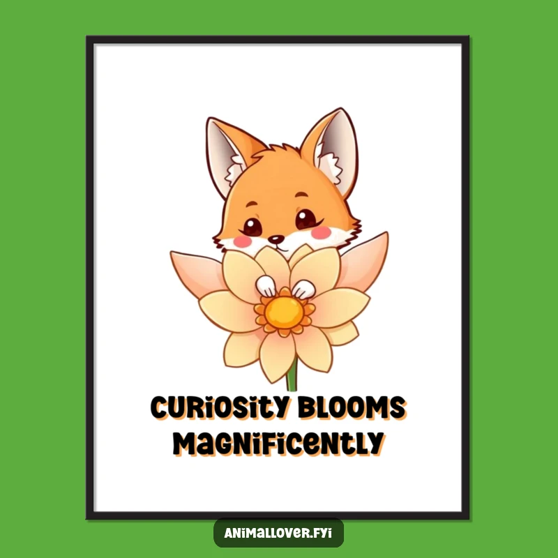 Free Printable Wall Art: Curious Fox Flower Peek - Funny Downloadable Decor!