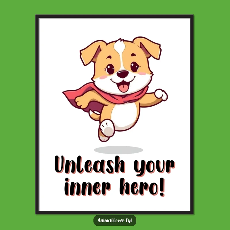 Dynamic Free Printable Wall Art: Energetic Dog Hero, Humorous Downloadable Decor