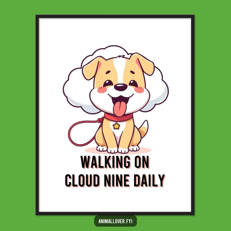 Free Printable Dog Wall Art: Cloud Walk Funny Downloadable Decor