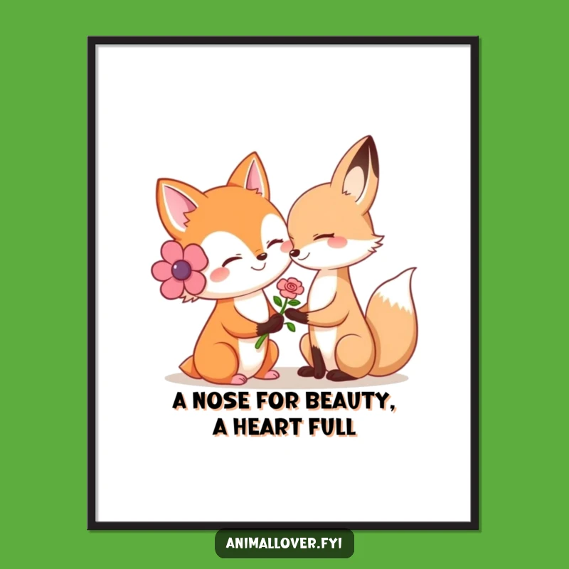 Free Printable Fox Wall Art: Kind Friend Flower Offering Downloadable Decor