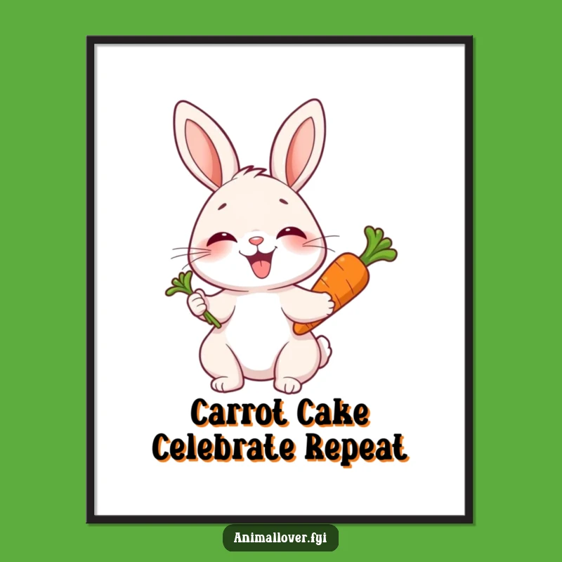 Free Printable Rabbit Wall Art: Giggling Carrot Lover Downloadable Decor