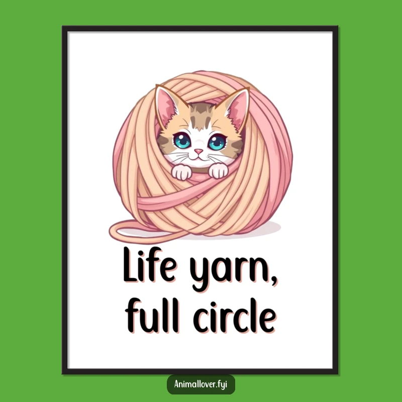 Free Printable Wall Art: Curious Cat Yarn, Humorous Downloadable Decor