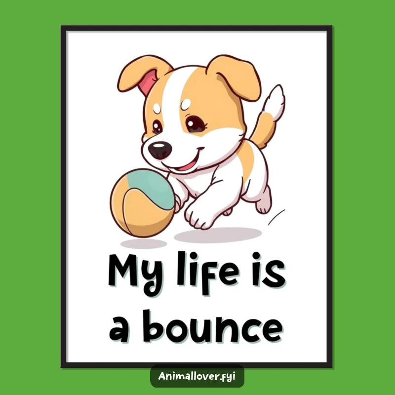 Free Printable Wall Art: Focused Dog Ball Chase Funny Pet Art