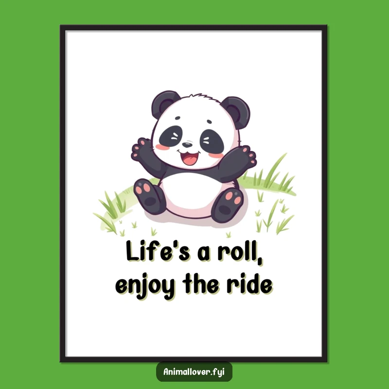 Free Printable Wall Art: Panda Cub Rolling for Playful Room Decor