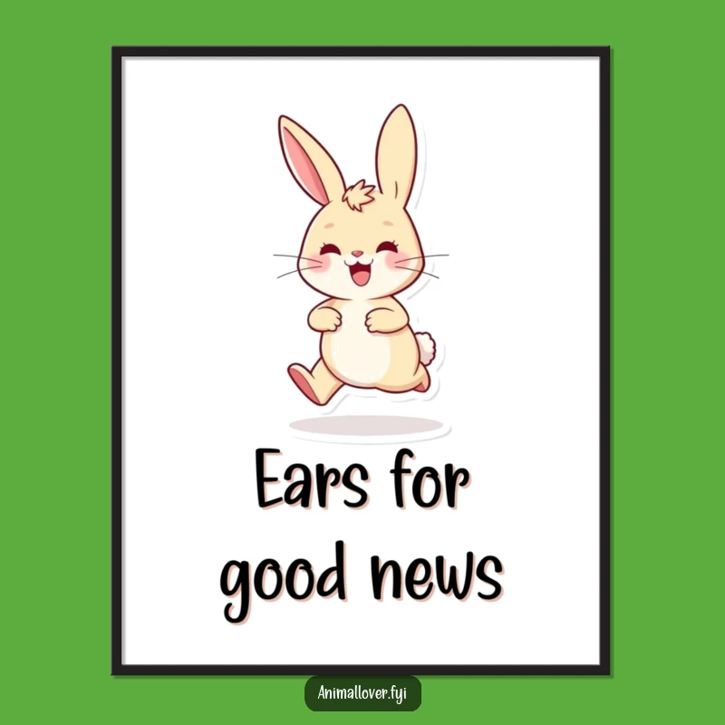 Free Printable Wall Art: Playful Rabbit Hopping, Humorous Downloadable Decor