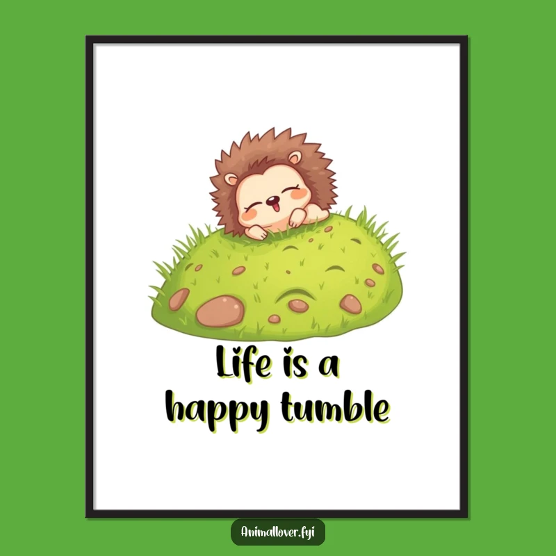 Free Printable Wall Art: Rolling Hedgehog Bliss - Funny Downloadable Decor!