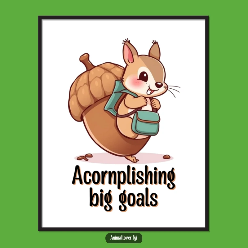 Free Printable Wall Art: Squirrel's Acorn Adventure, Downloadable Funny Decor