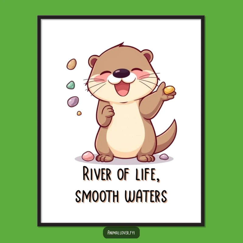 Funny Free Printable Wall Art: Otter Juggling Pebbles Downloadable Home Decor