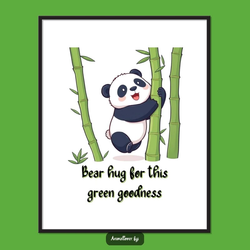 Funny Free Printable Wall Art: Panda's Bamboo Embrace, a cute downloadable art for woodland decor!