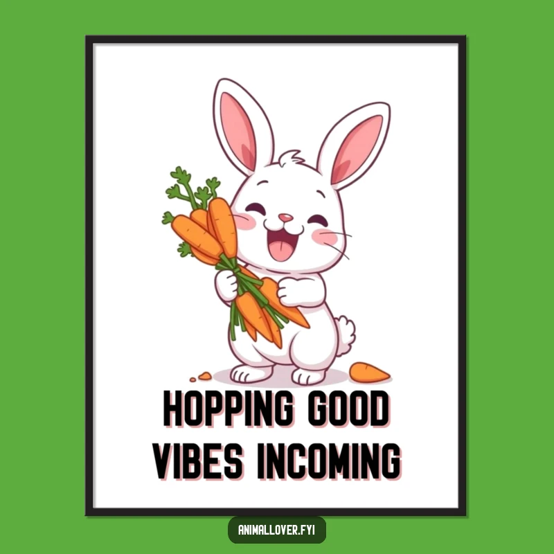 Funny Free Printable Wall Art: Rabbit Guarding Carrot Treasure, Quirky Downloadable Decor