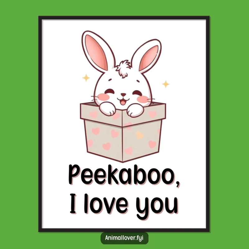 Funny Free Printable Wall Art: Rabbit Peeking from Box, Downloadable Decor