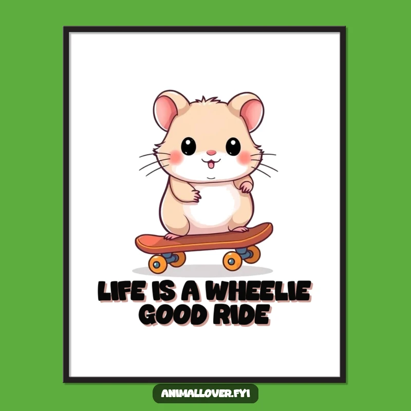 Free Printable Hamster Wall Art: Skater Hamster Cool Downloadable Decor