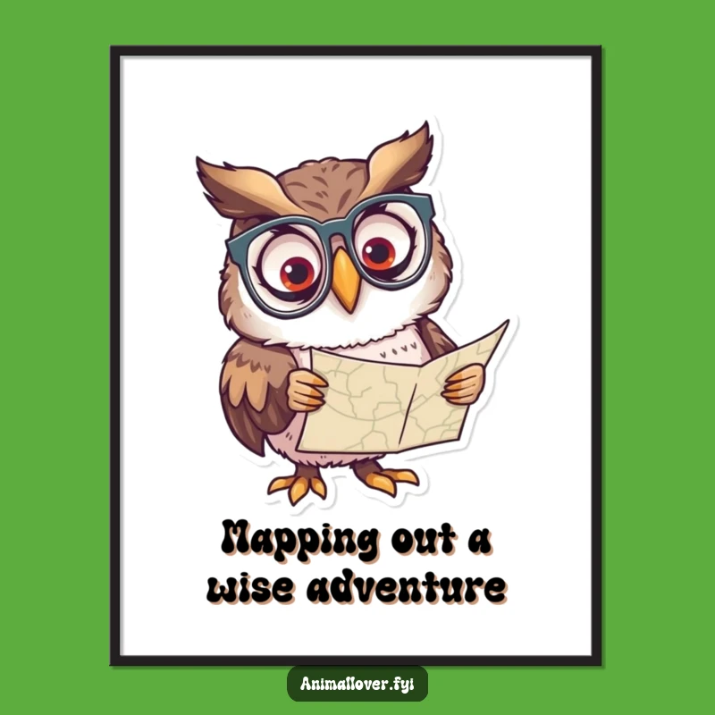Funny Free Printable Wall Art: Wise Owl Map, Intellectual Downloadable Decor