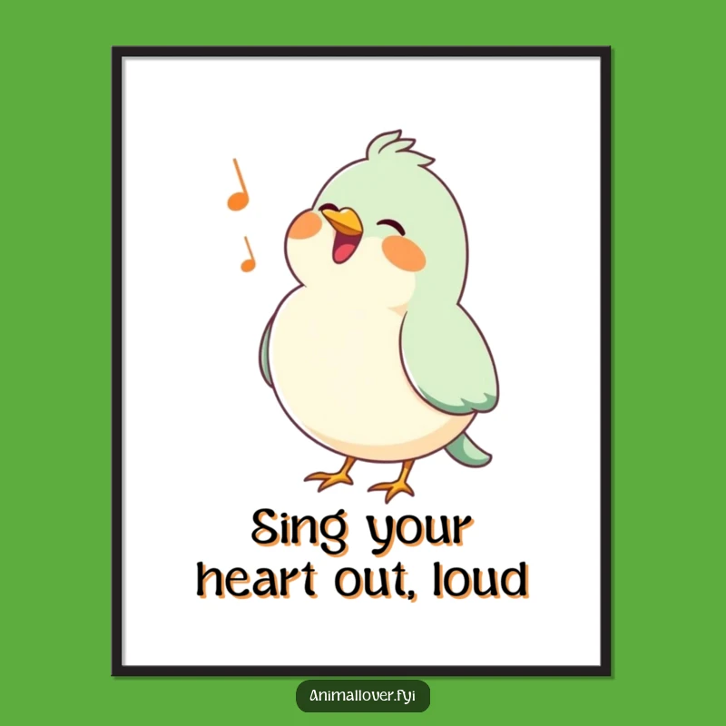 Funny Free Printable Wall Art: Happy Bird singing, bringing cheerful melodies to your space!