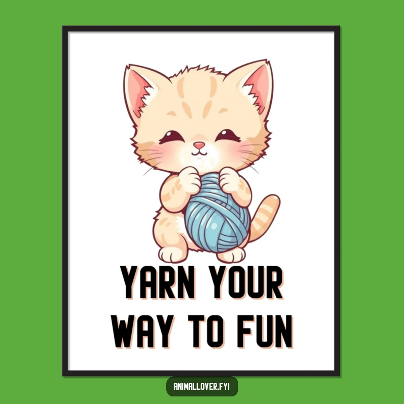 Free Printable Wall Art: Kitten Yarn Play, Funny Downloadable Decor