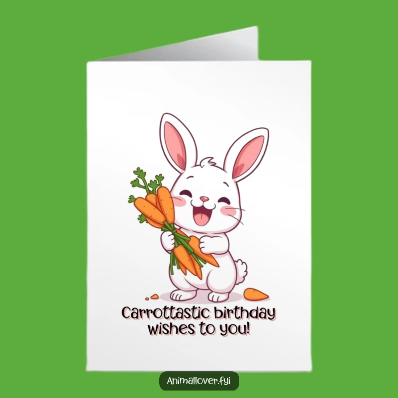 Free Printable Birthday Card: Funny Carrot Hoarding Rabbit, Hilarious Downloadable Gift for Him or Her
