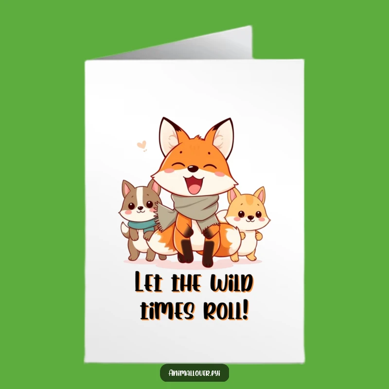 Free Printable Birthday Card: Funny Fox Parade Leader, Perfect Downloadable Gift for Laughs
