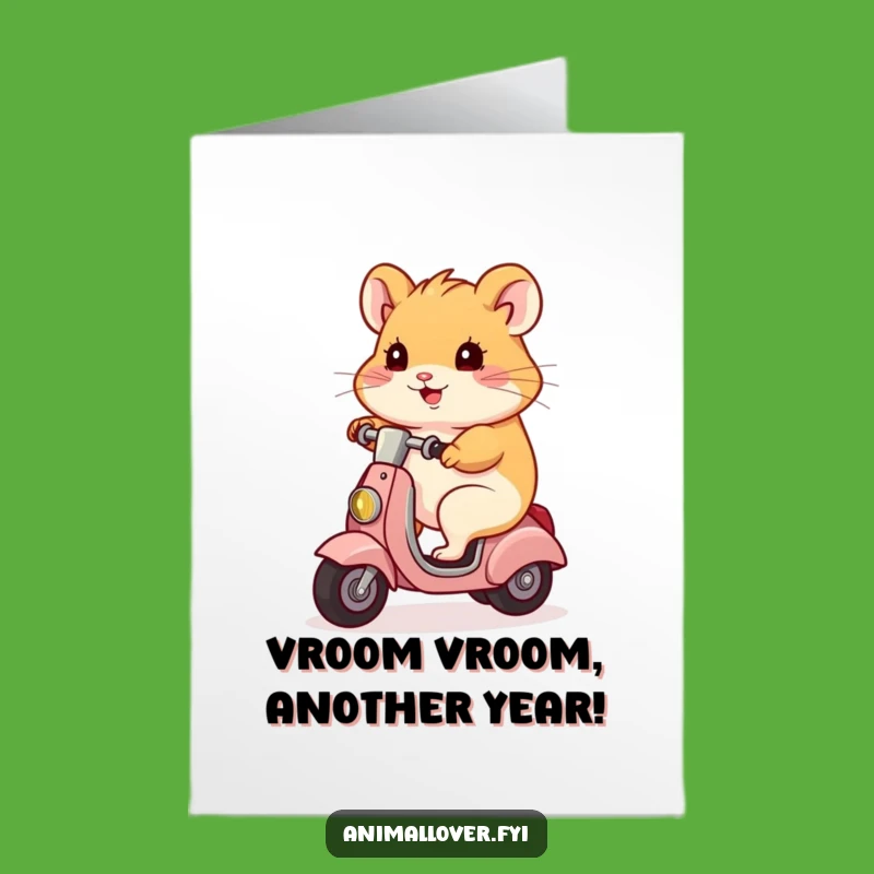 Free Printable Birthday Card: Funny Hamster Scooter Rider, Hilarious Downloadable Gift