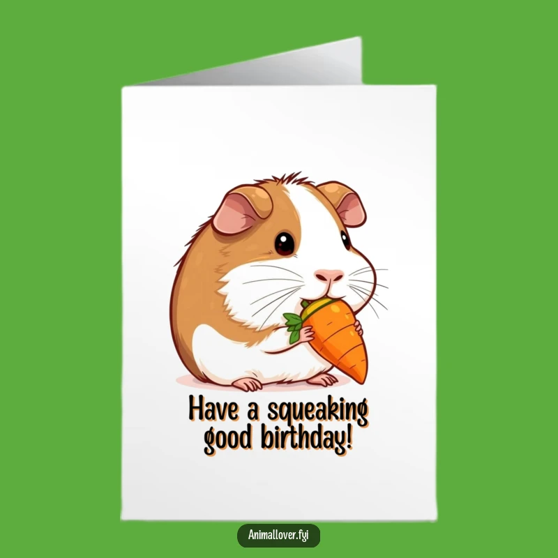 Free Printable Birthday Card: Happy Guinea Pig Carrot, Cute Downloadable Joyful Gift