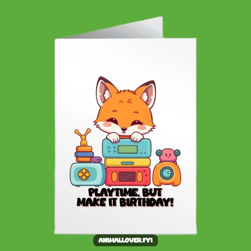 Free Printable Fox Birthday Card: Cute Toy Peek-a-Boo Funny Downloadable Gift
