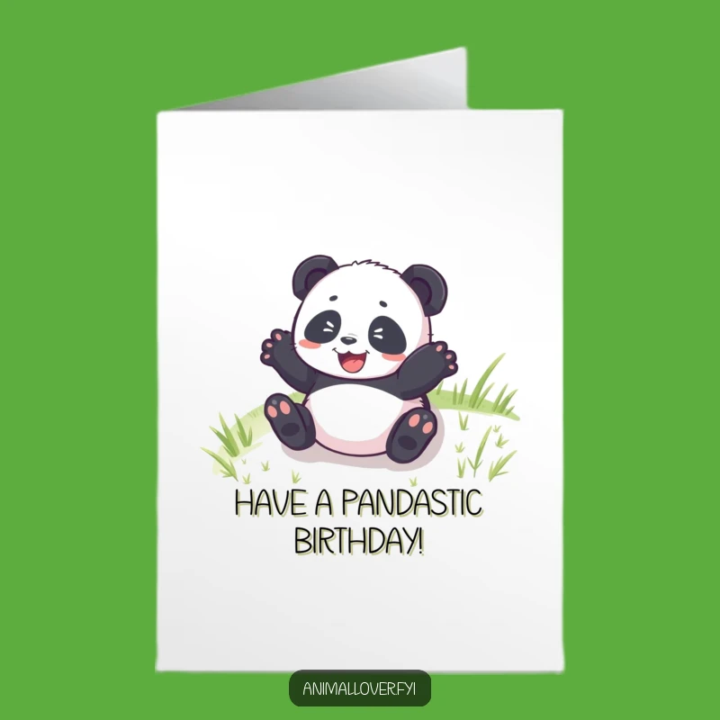 Free Printable Birthday Card: Happy Panda Cub Rolling for Joyful Celebrations