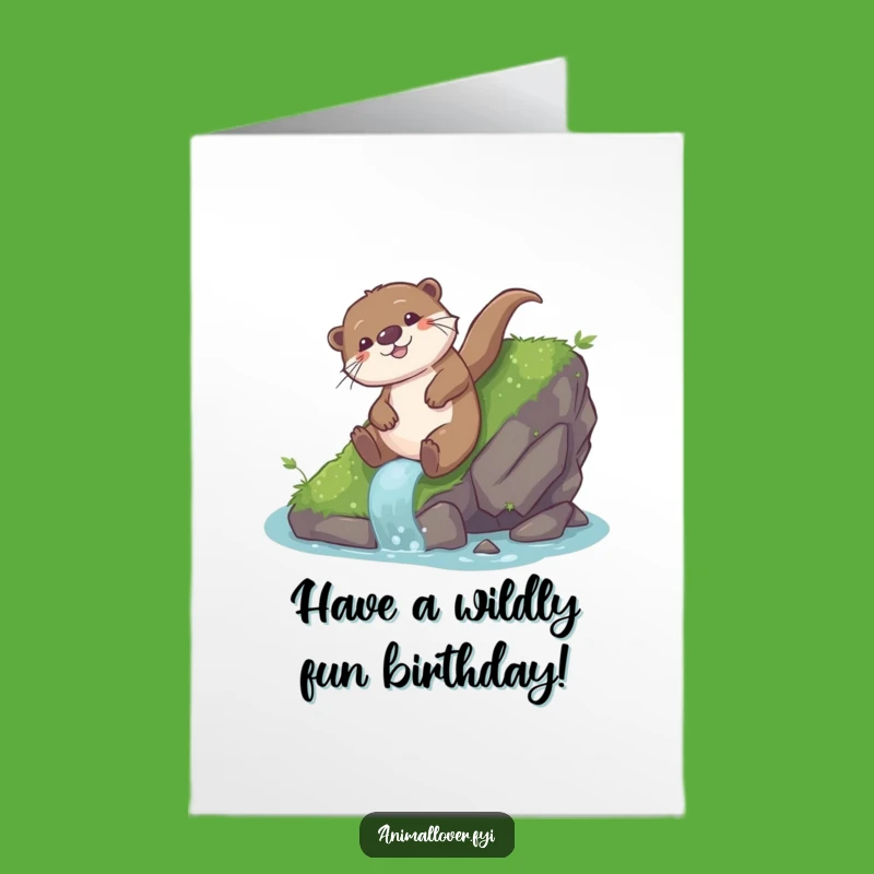 Free Printable Birthday Card: Playful Otter Slide, Hilarious Downloadable Gift