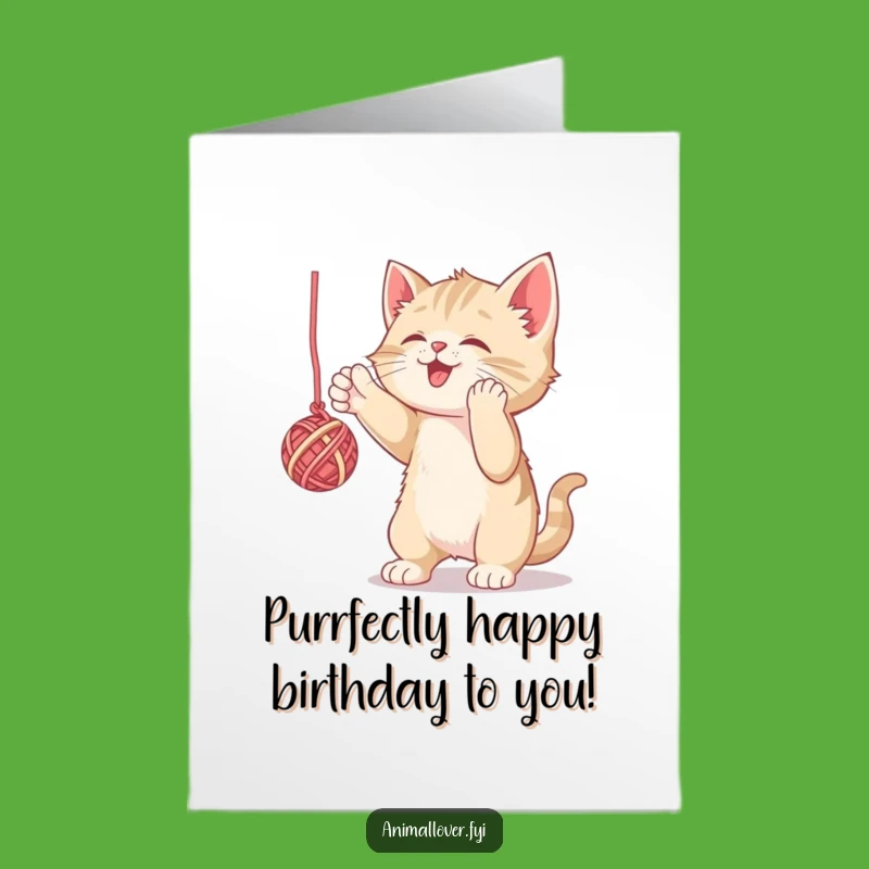 Free Printable Birthday Card: Funny Kitten & Yarn, Perfect DIY Gift