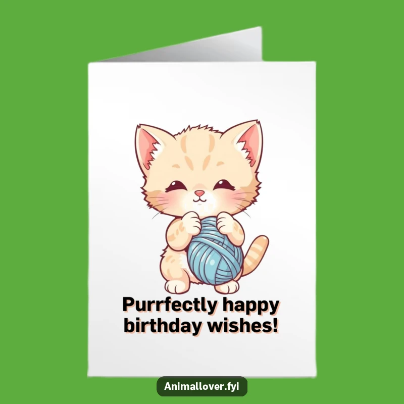 Free Printable Birthday Card: Cute Kitten Yarn, Funny Downloadable Gift
