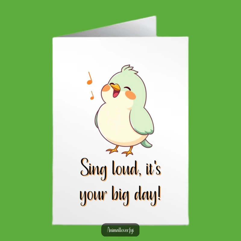 Free Printable Birthday Card: Happy Bird sings a joyful song for your special day!
