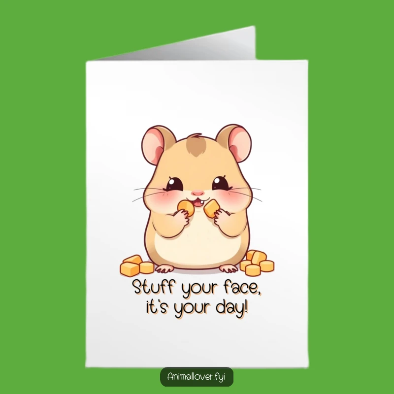 Free Printable Birthday Card: Hamster Snacks, Funny Pet Lover Printable Card