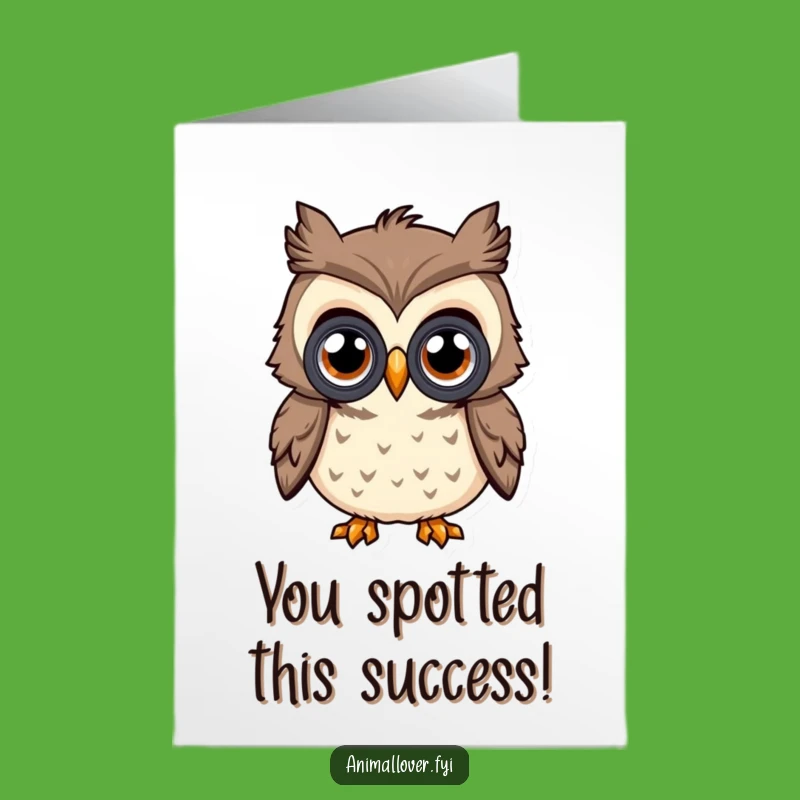 Free Printable Congrats Card: Owl Binoculars for Sharp Achievements