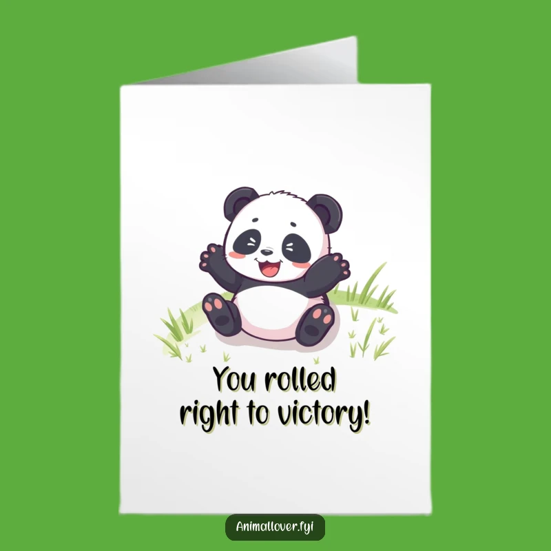 Free Printable Congrats Card: Panda Cub Rolling for Cheerful Achievements