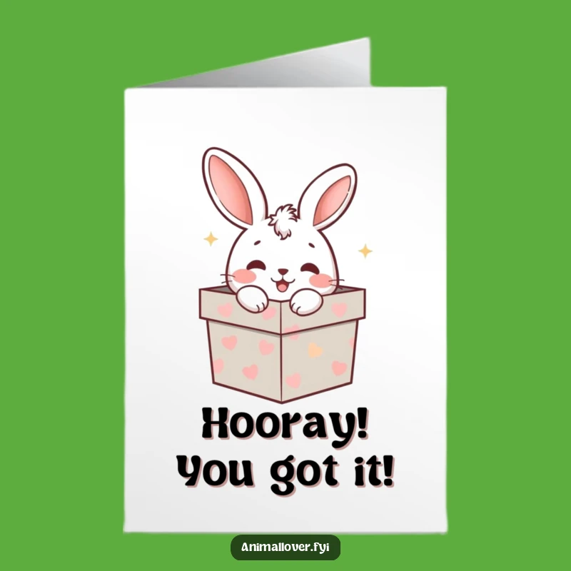 Free Printable Congrats Card: Rabbit in Gift Box, Funny Surprise