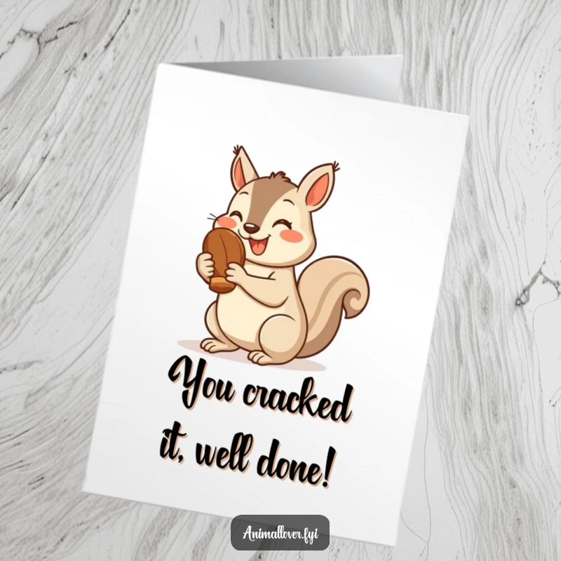 Funny Free Printable Congrats Card: A cheerful squirrel gives a big thumbs up while holding a nut.