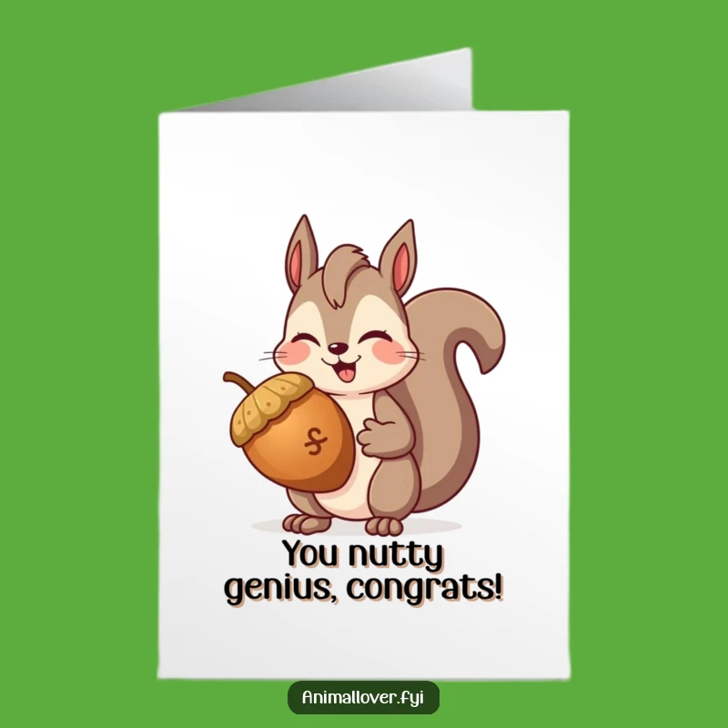 Free Printable Congrats Card: Winking Squirrel & Acorn for Big Wins