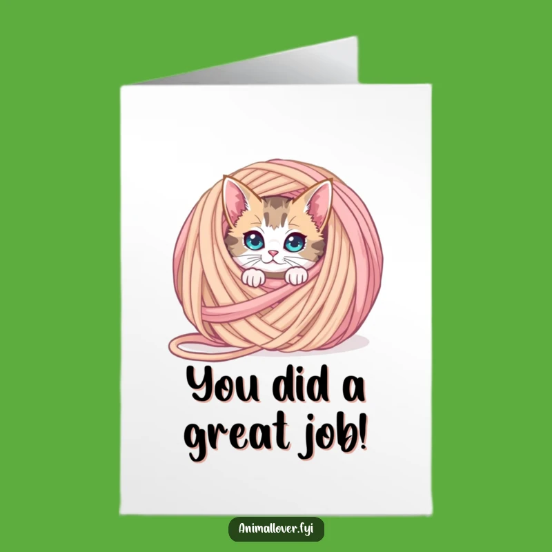 Free Printable Congratulations Card: Curious Cat Yarn, Funny Downloadable Celebration