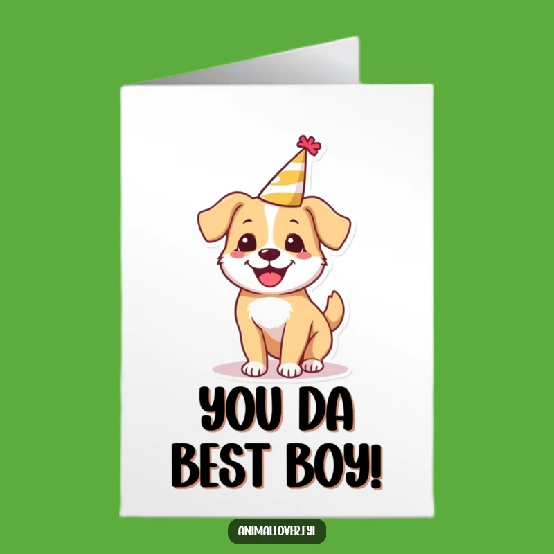 Free Printable Congratulations Card: Happy Dog in Party Hat, Fun Downloadable Celebration