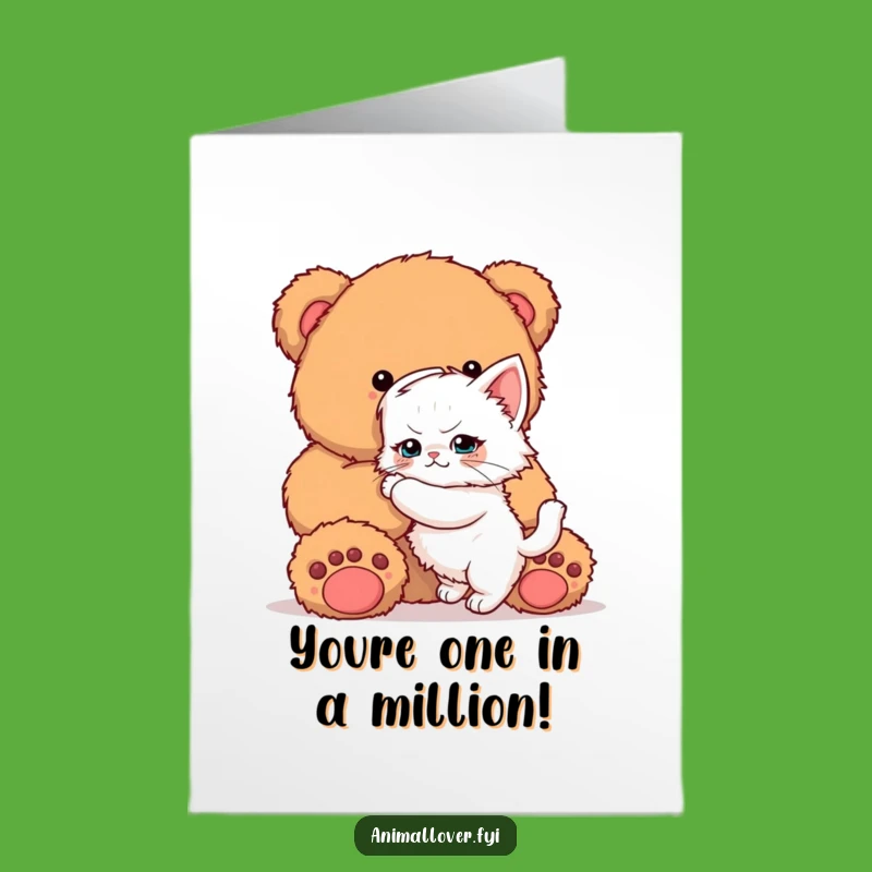 Free Printable Kitten Congrats Card: Hugging Bear Funny Downloadable Gift Option