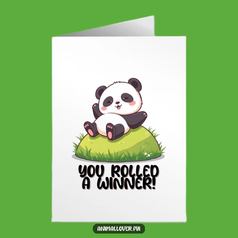 Free Printable Panda Congrats Card: Joyful Rolling Panda Celebration Downloadable