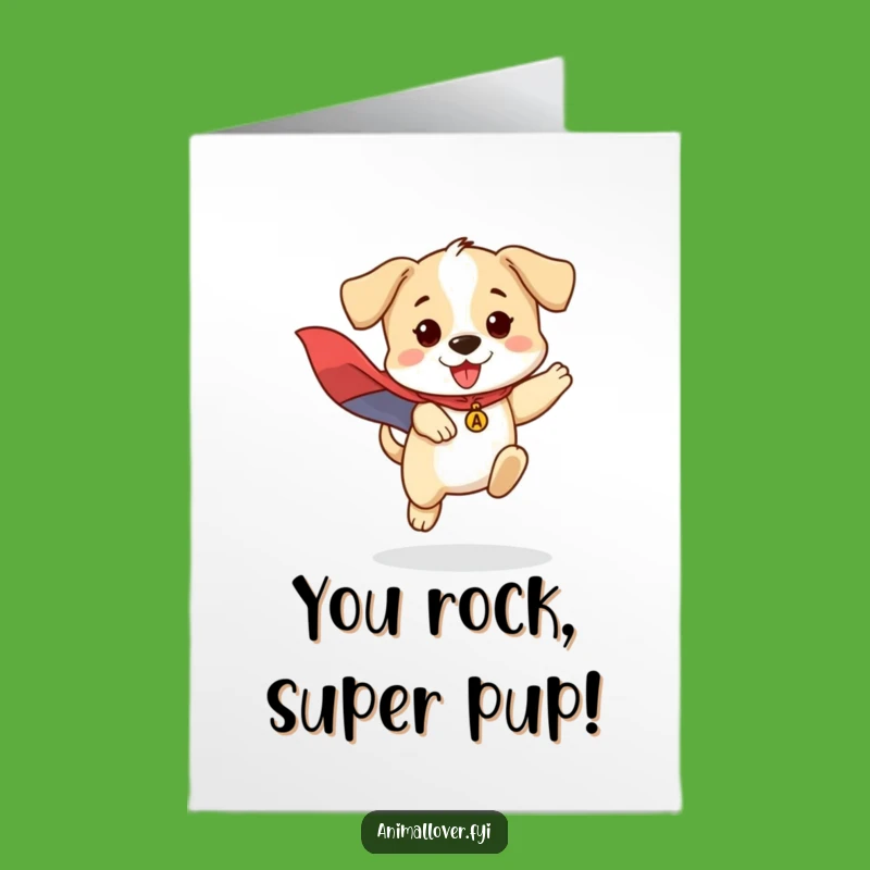 Free Printable Puppy Congrats Card: Hero Dog Jumping High Downloadable