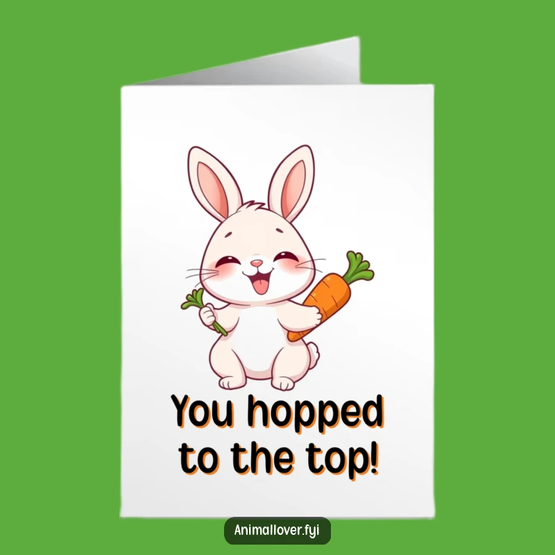 Free Printable Rabbit Congratulations Card: Giggling Bunny Success Downloadable