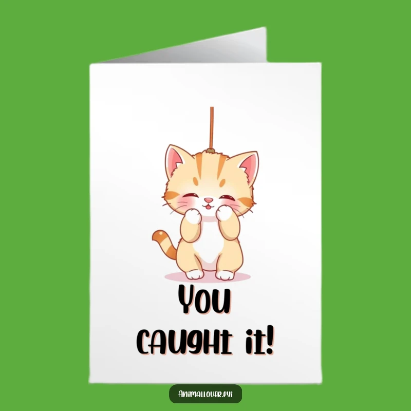 Free Printable Congrats Card: Kitten Playing, Funny Downloadable Gift for New Beginnings