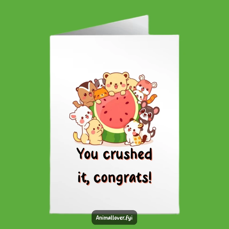 Free Printable Party Card: Animals Celebrate With Watermelon, A Joyful Downloadable Gift