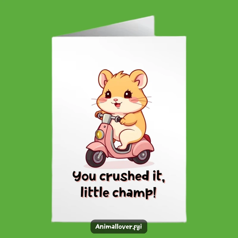 Free Printable Congrats Card: Speedy Hamster Scooter Rider, Funny Downloadable