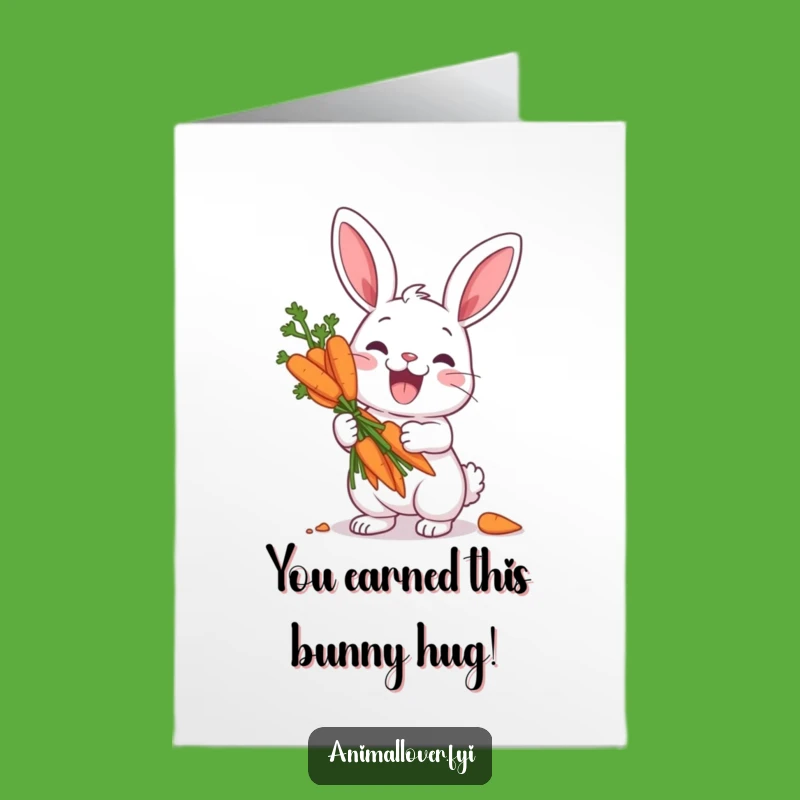Free Printable Congrats Card: Glee-Filled Rabbit With Carrot Bouquet, Perfect Downloadable Gift