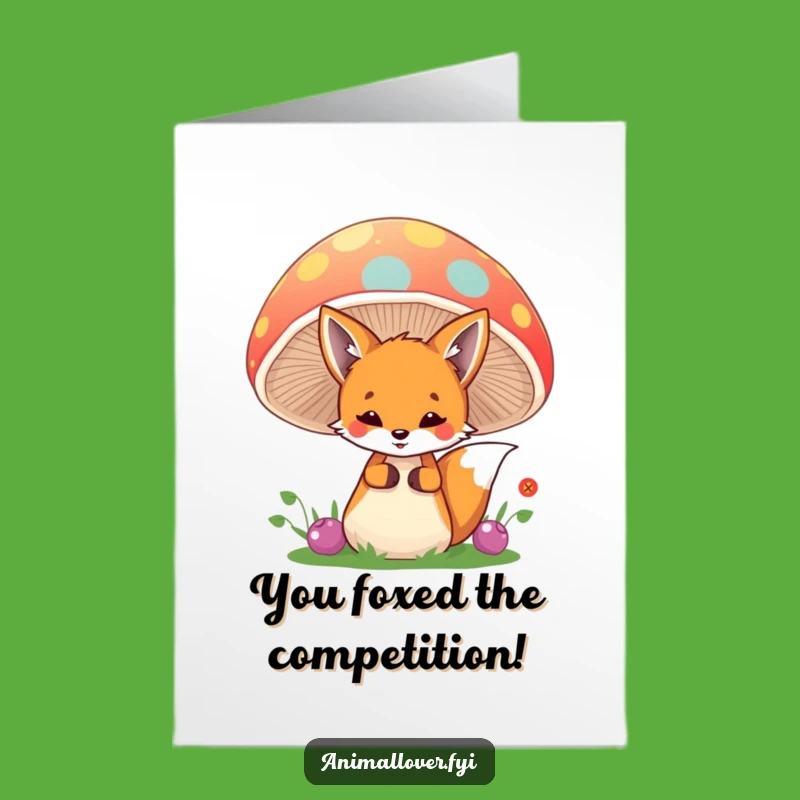 Free Printable Congrats Card: Fox Mushroom Peek - Enchanting Downloadable