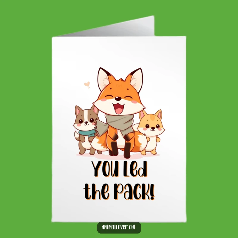 Free Printable Congrats Card: Fox Parade Leader, Funny Downloadable Gift for Any Achievement