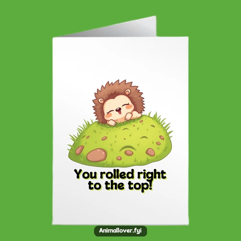 Free Printable Congrats Card: Rolling Hedgehog Cheers - Humorous Downloadable Gift!